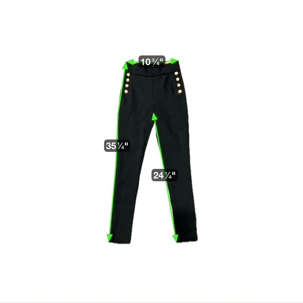 Hybrid & Company Gold Buttons Slim Fit High Waist Pants Size Small Skinny NWT - Picture 6 of 10